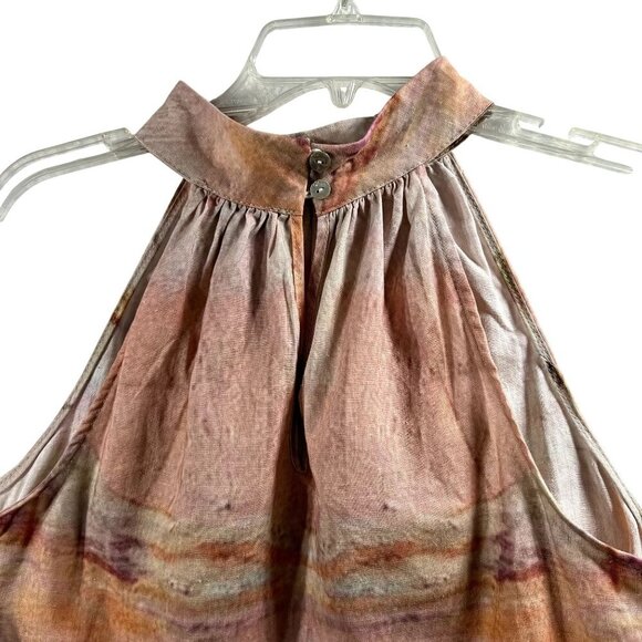 Rachel Zoe NWT Women S Linen Blend Halter Top Tropical Palm Tree Resort Vacation - Picture 4 of 15